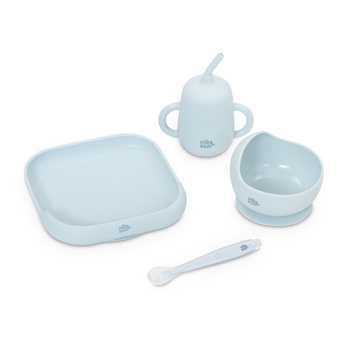 [SET57-01] SET VAJILLA 4 PCS DE SILICONA MOCKUP AZUL INTERBABY