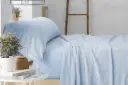 JUEGO SABANAS CORALINA 965 AZUL BURRITO BLANCO