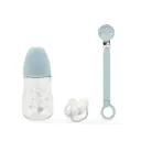 SET 3 PCS SILICONA CHUPETERO+CHUPETE+BIBERON SET-59 AZUL INTERBABY