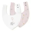 PACK 2 BABEROS BANDANA 341 20X30 CMS MOD ELEFANTE COMETA BCO/ROSA INTERBABY