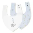 PACK 2 BABEROS BANDANA 341 20X30 CMS MOD ELEFANTE COMETA BCO/AZUL INTERBABY