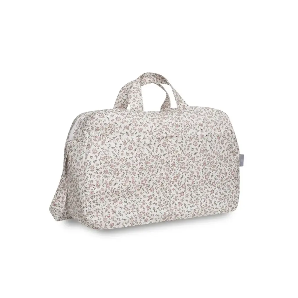BOLSO MATERNAL FLORES ROSA DON ALGODÓN
