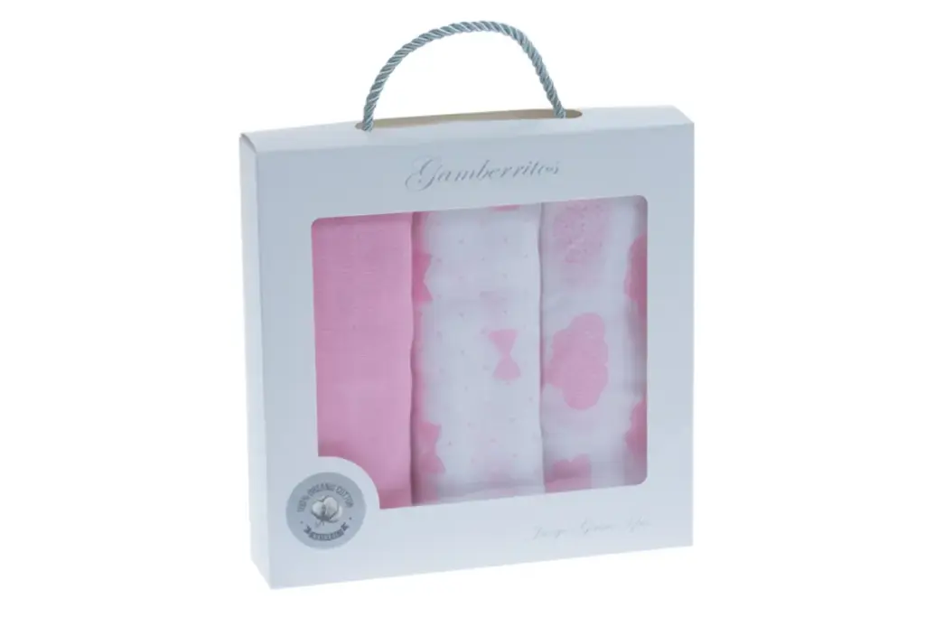 PACK 3 GASAS ESTAMPADAS 70X70 10812 ROSA GAMBERRITOS