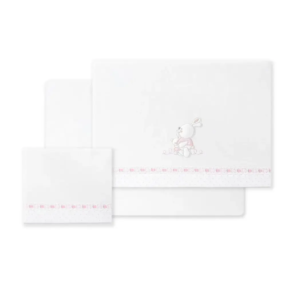 TRIPTICO TELA CONEJITOS ABRAZOS PASACINTA BCO/ROSA INTERBABY