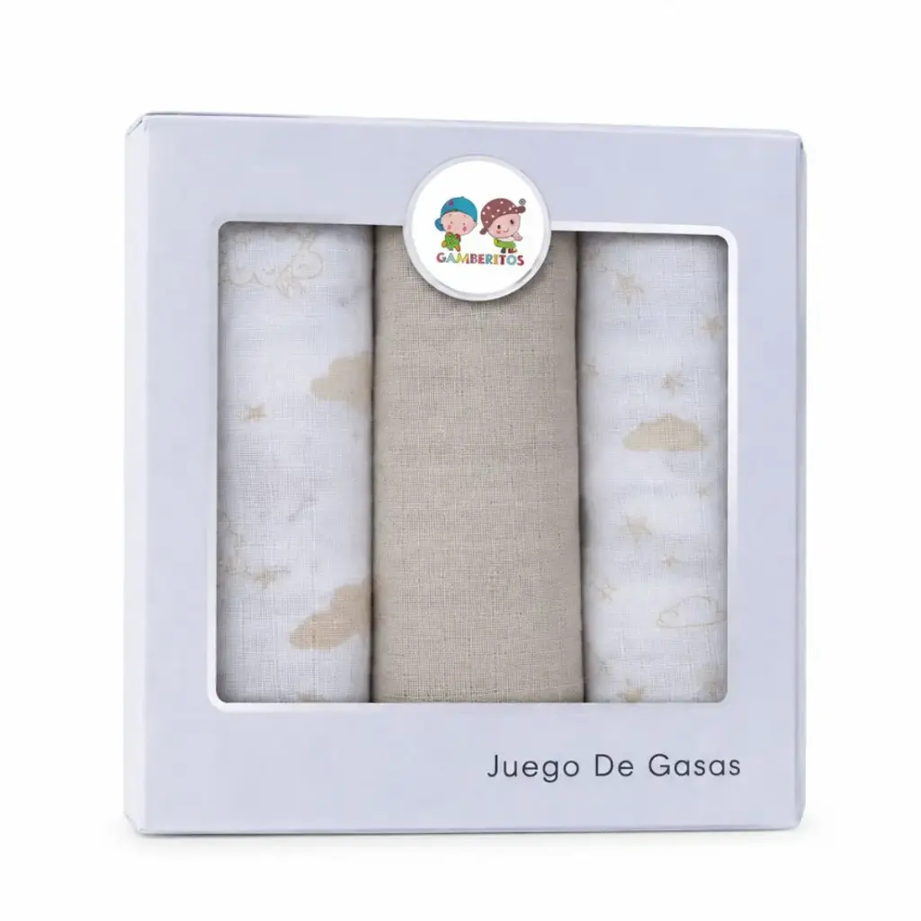 PACK 3 GASAS ESTAMPADAS 70X70 10812 BEIGE GAMBERRITOS