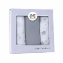 PACK 3 GASAS ESTAMPADAS 70X70 10812 GRIS GAMBERRITOS