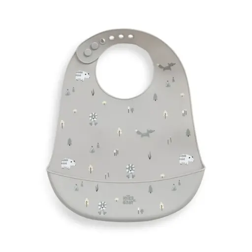 BABERO SILICONA ESTAMPADDO MODELO FOREST GRIS PETROLEO INTERBABY