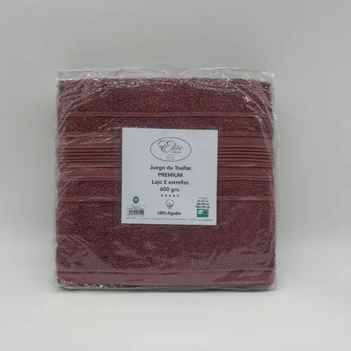 JUEGO DE TOALLAS 3 PZ 600 GR VINO ELITE COLLECTION   