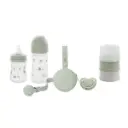 SET 6 PIEZAS BIBERONES+PORTACHUPETES+BROCHE+CHUPETE+DOSIFICADOR MODELO GRANJA KOALA VERDE INTERBABY